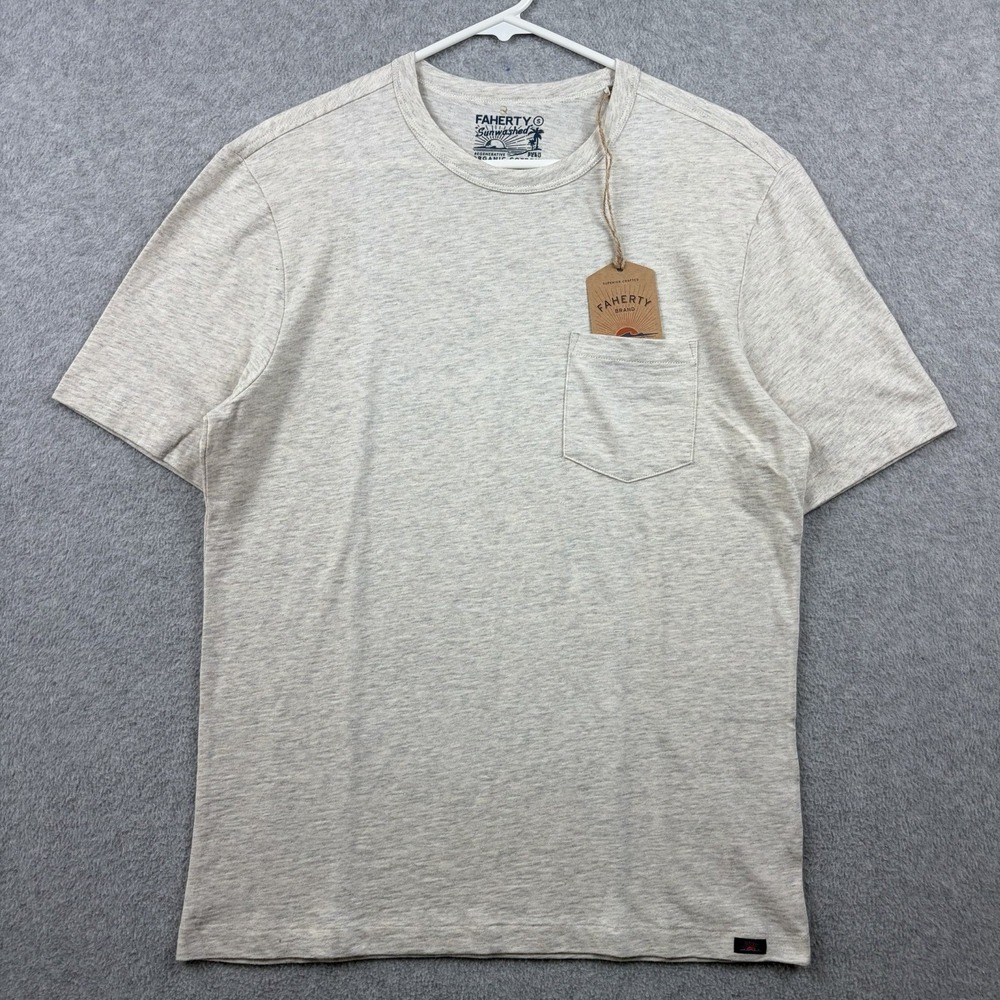 Faherty T Shirt Mens Small Gray Sunwashed Regenerative Organic Slub Cotton NWT